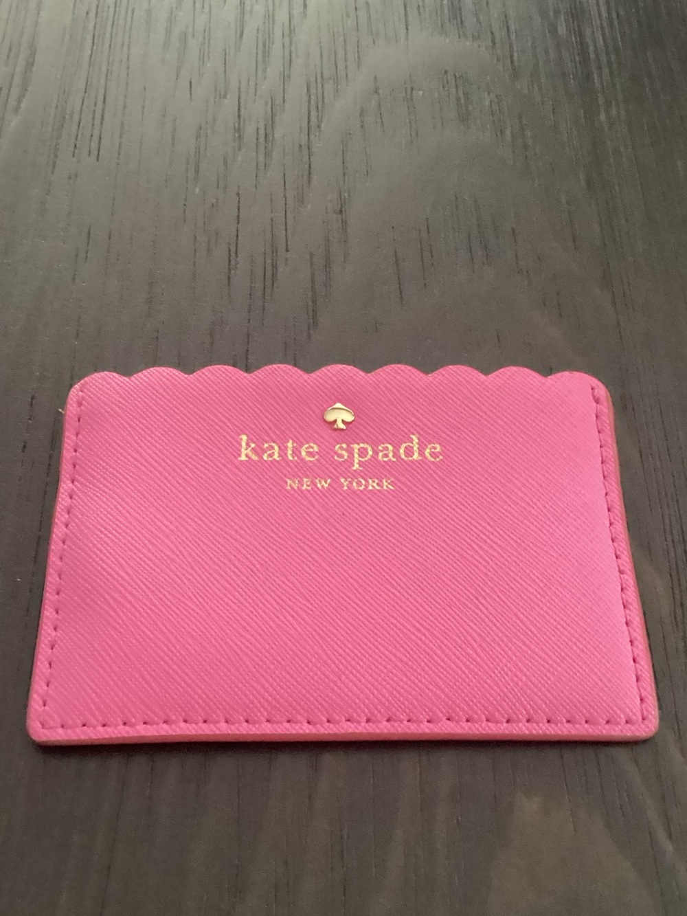 kate spade Pink Scallop-Top Card Holder with Gold Logo